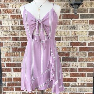 Cotton Candy LA Pink Striped Keyhole Front Mini Dress